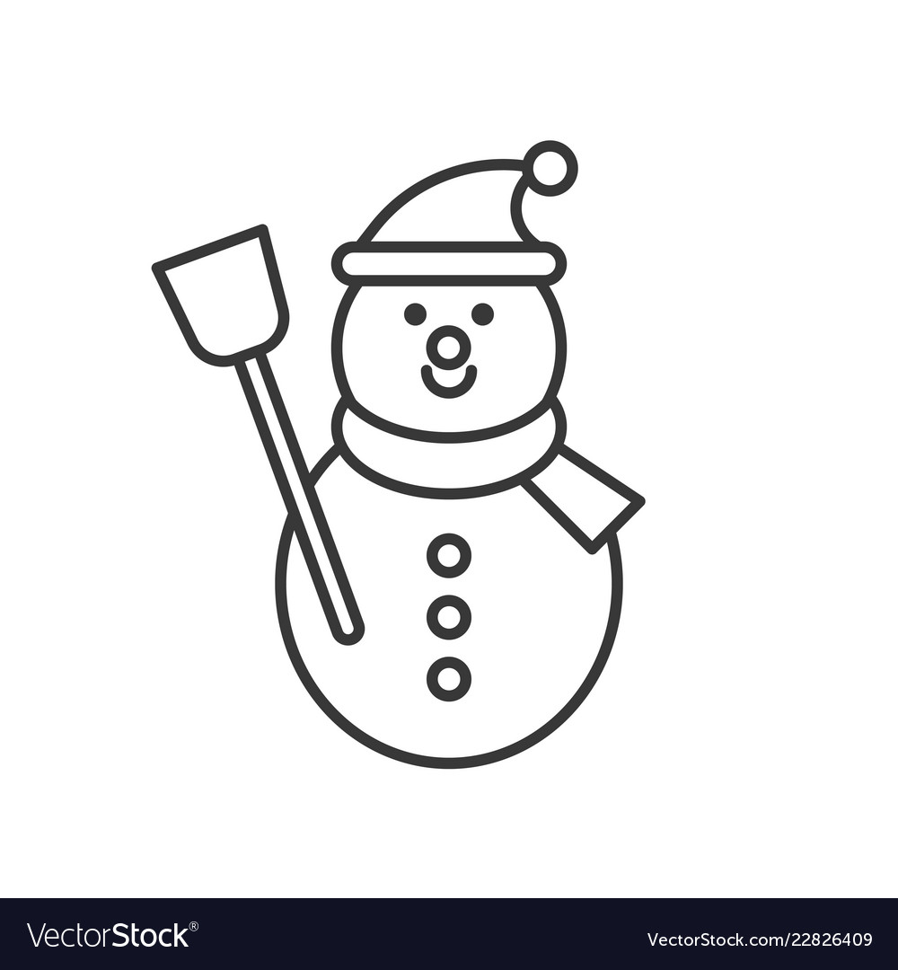 Snowman with Santa Hat Outline