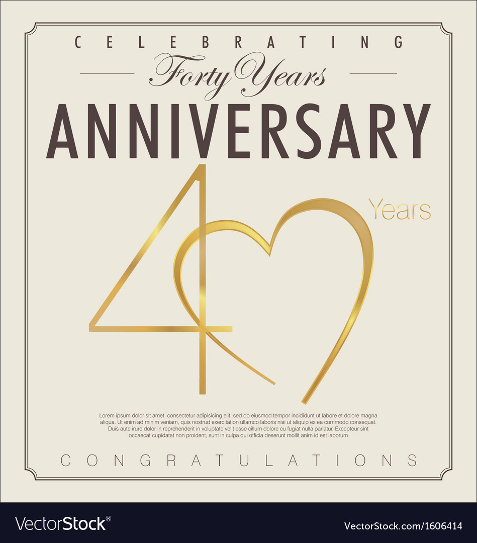 40 years anniversary background Royalty Free Vector Image