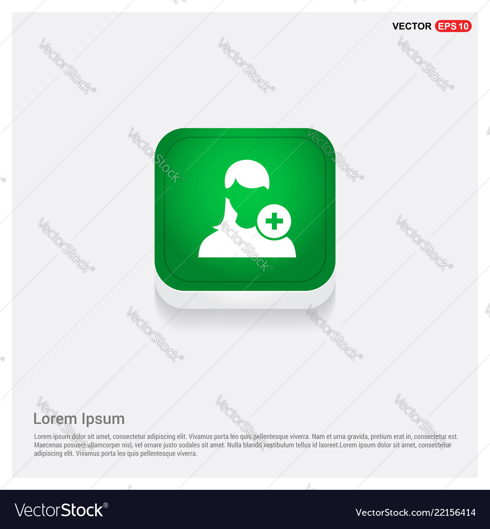 Add user icon green web button vector image Add user icon green web button