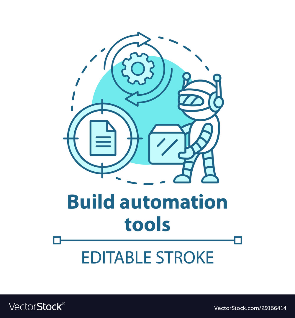 Build automation tools concept icon robot helper vector image Build automation tools concept icon robot helper