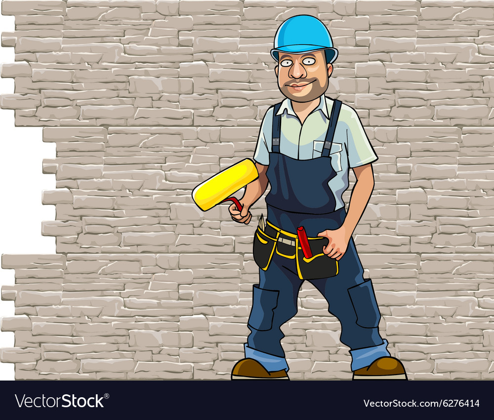 Cartoon man working in a helmet Royalty Free Vector Image Cartoon man working in a helmet Royalty Free Vector Image