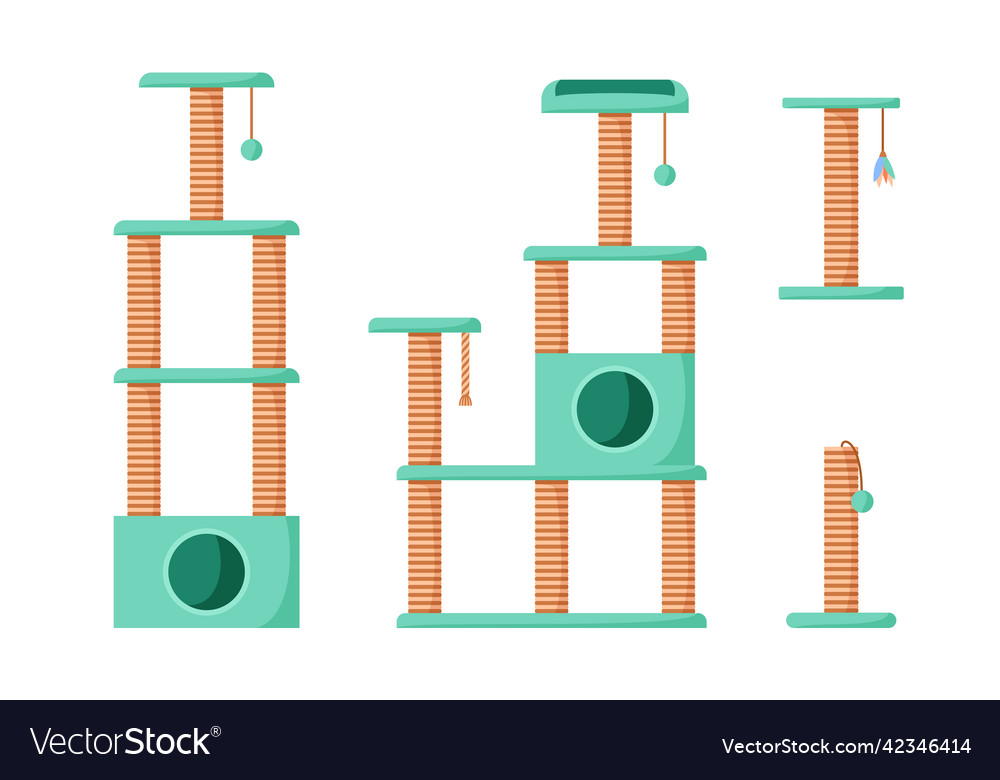 Cat trees and scratching posts set playground