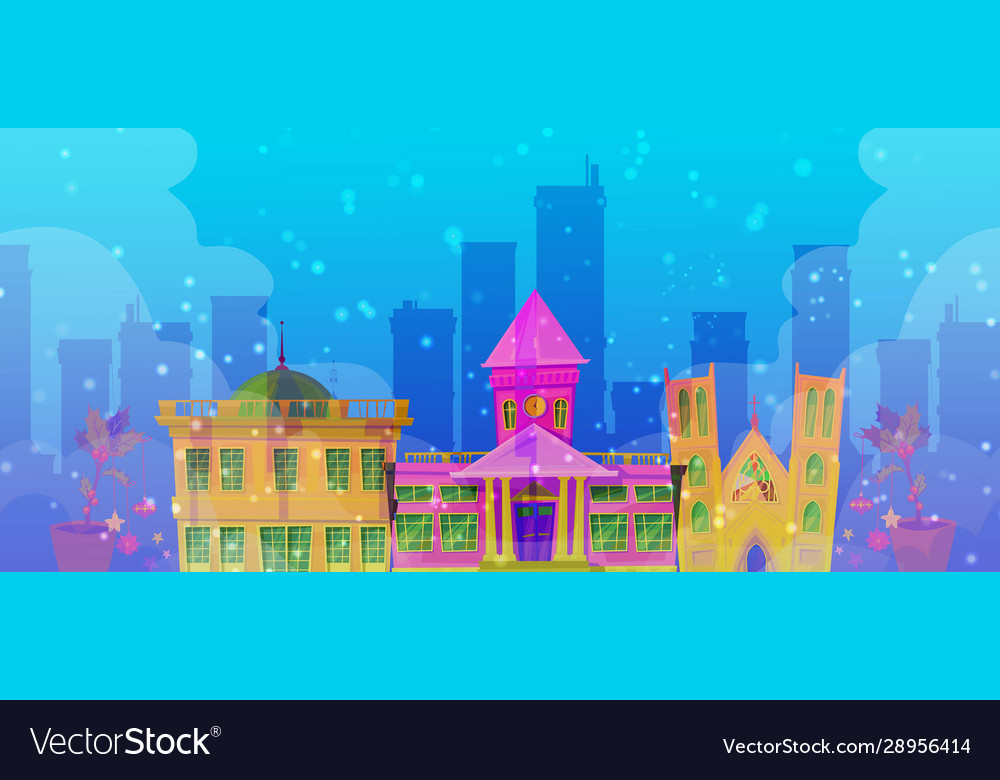 Christmas city mystic background with night street vector image Christmas city mystic background with night street