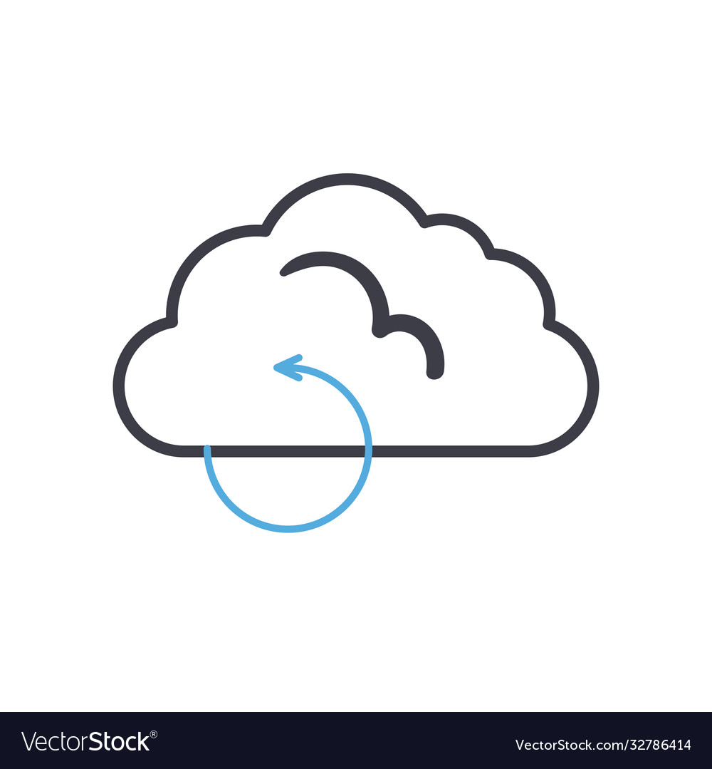 Cloud computing with repeat arrow line style icon
