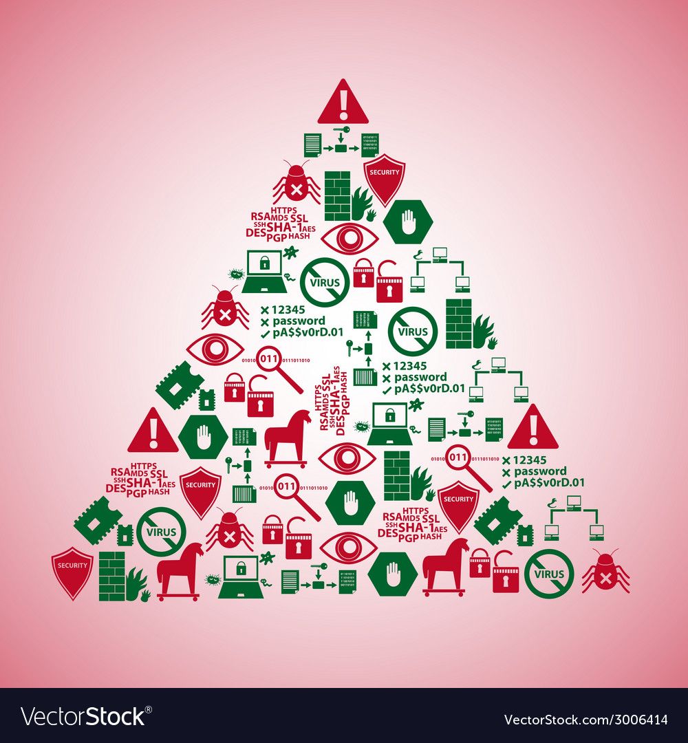 Computer security icons in triangle shape eps10