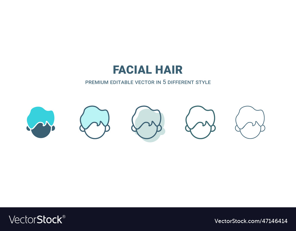 Facial hair icon in 5 different style outline