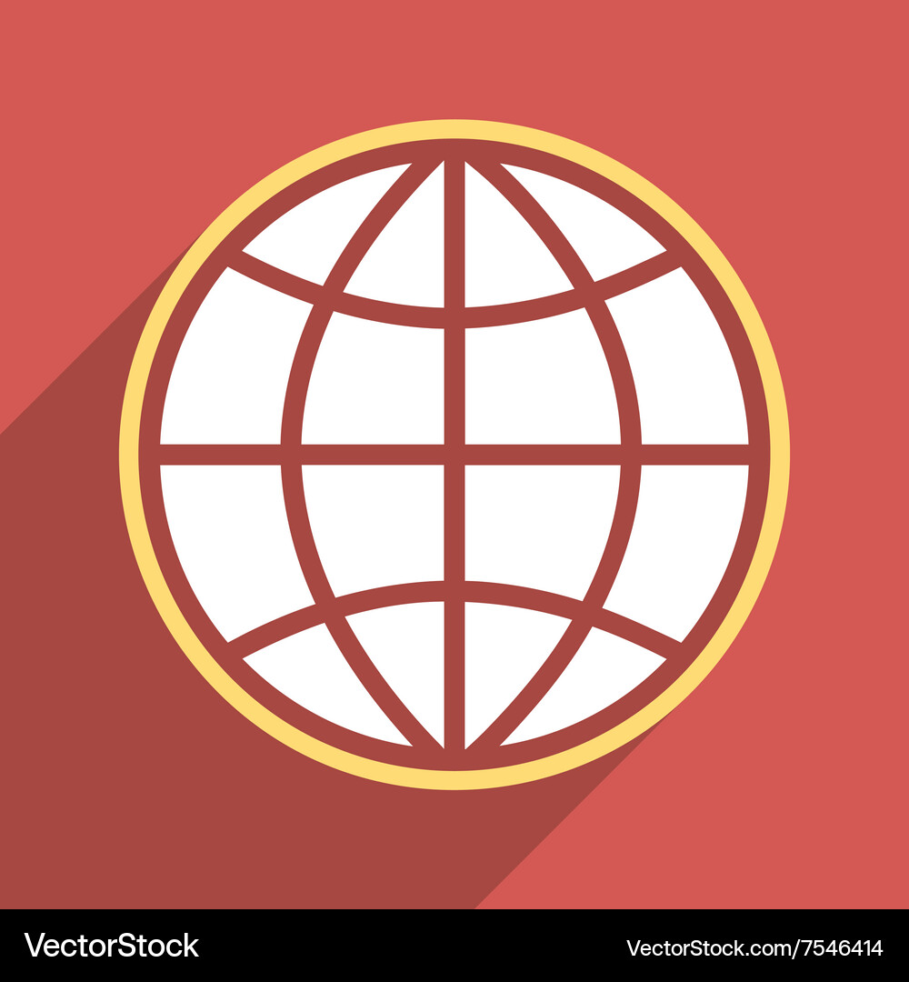 Globe flat long shadow square icon Royalty Free Vector Image