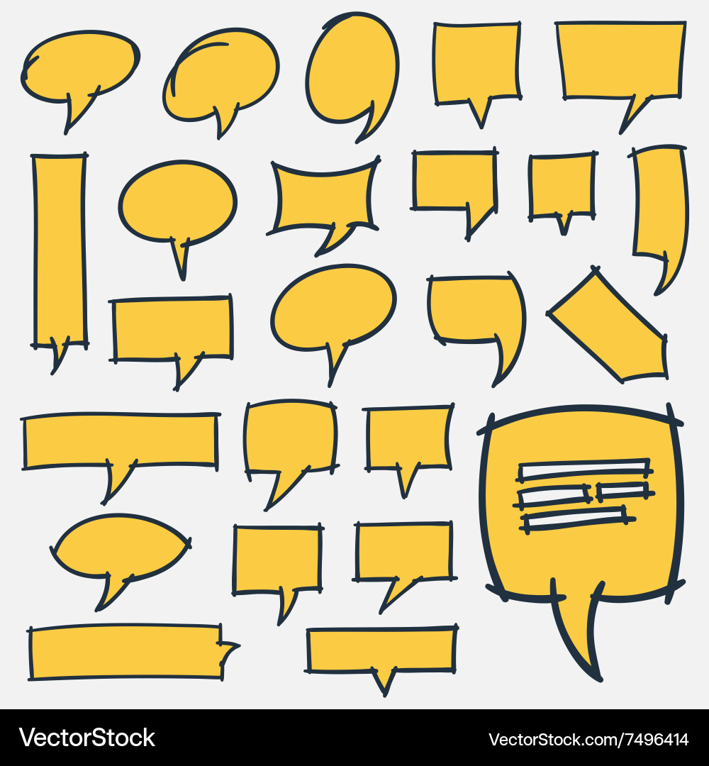 Hand drawn speech bubbles design elements Vector Image