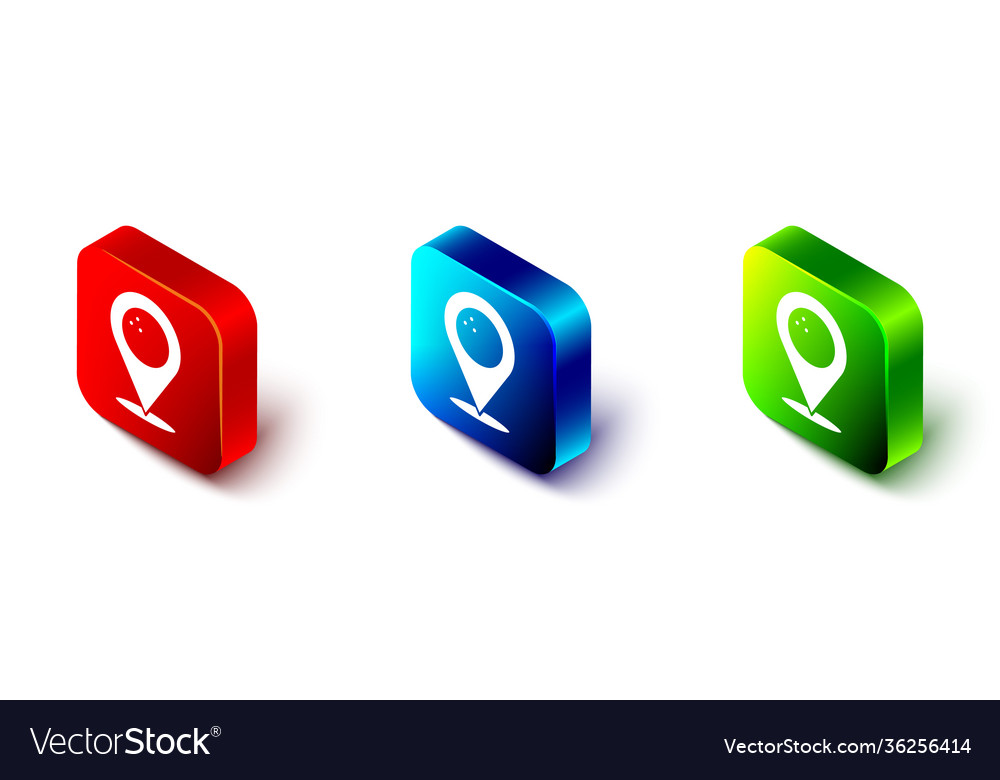 Isometric map pointer with bowling ball icon