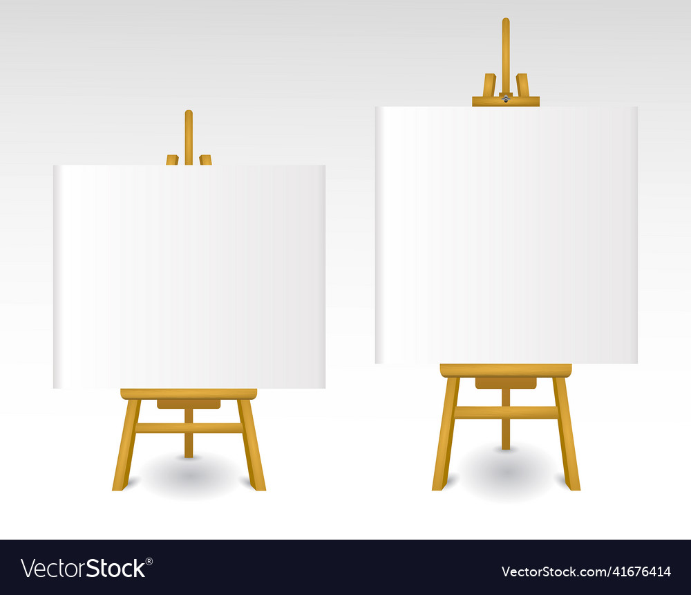 Realistic easels with blank white board isolated Vector Image