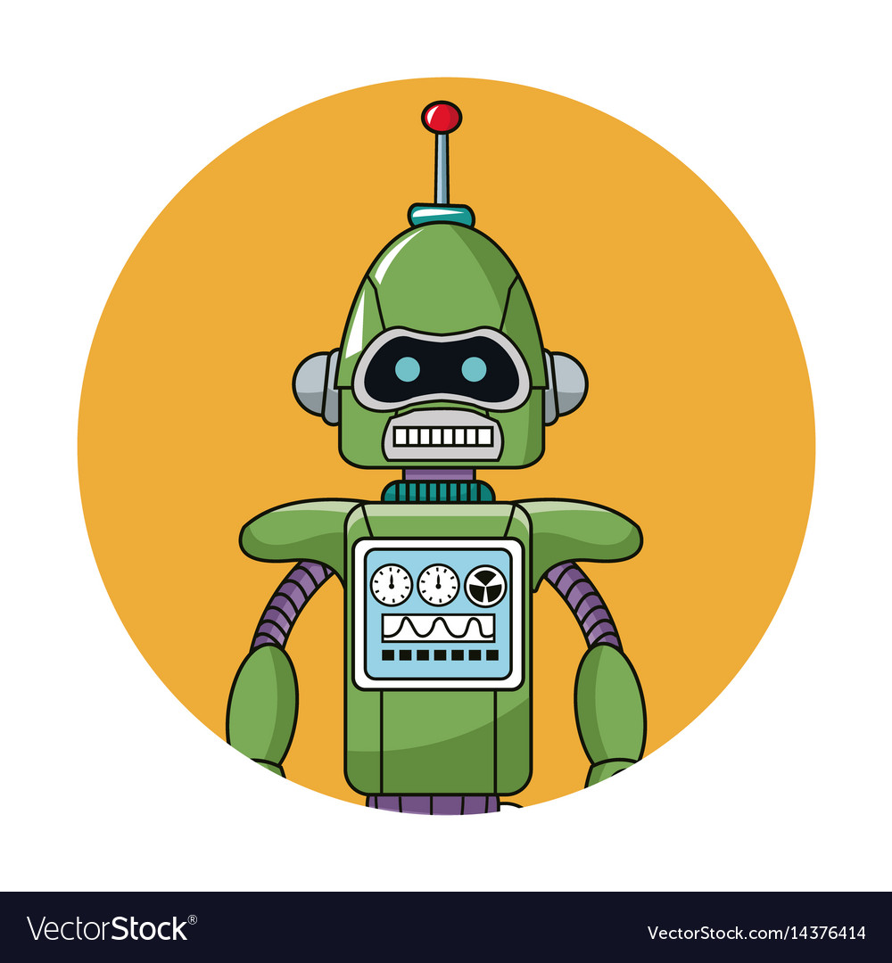 Robot technology circle icon Royalty Free Vector Image