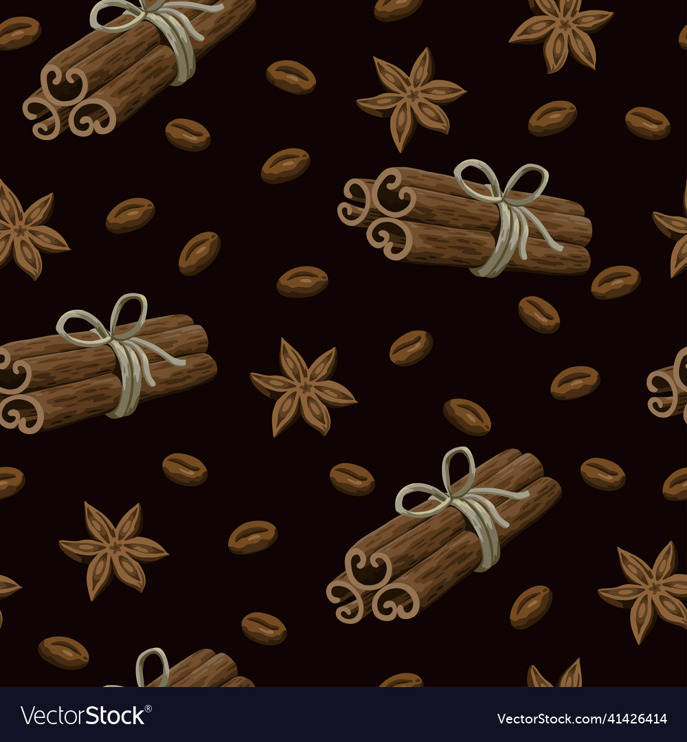 Seamless pattern with coffee star anise