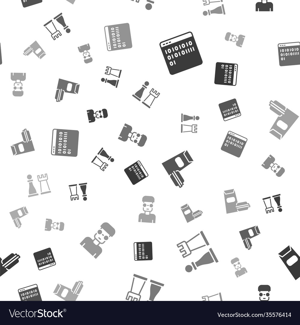 Set binary code chess burger and nerd geek vector image Set binary code chess burger and nerd geek