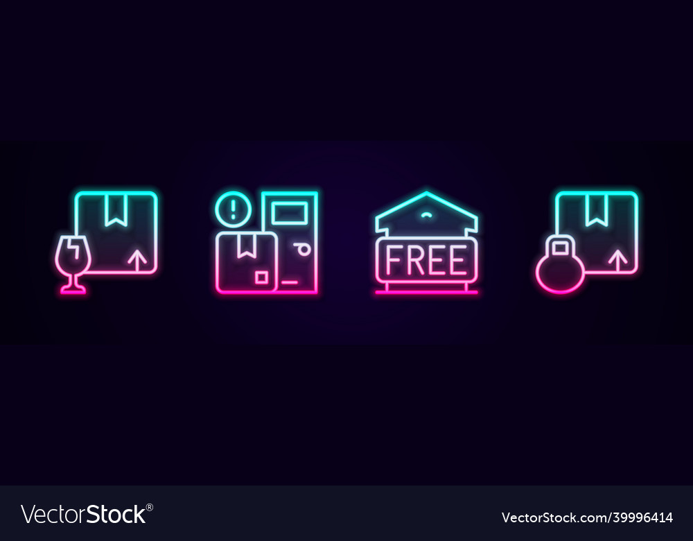 Set line package box with fragile content home Vector Image Set line package box with fragile content home