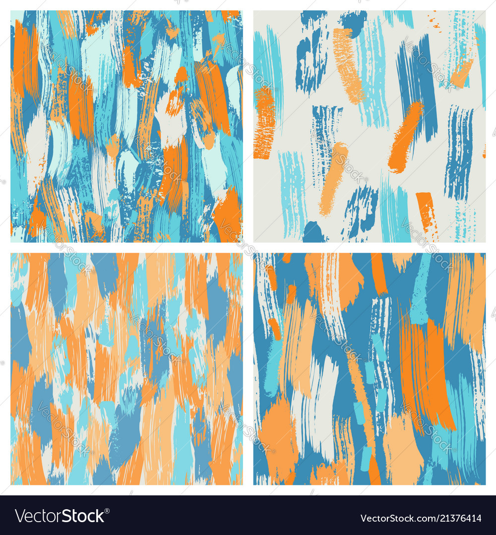 Set of four seamless grunge brush pattern vector image Set of four seamless grunge brush pattern