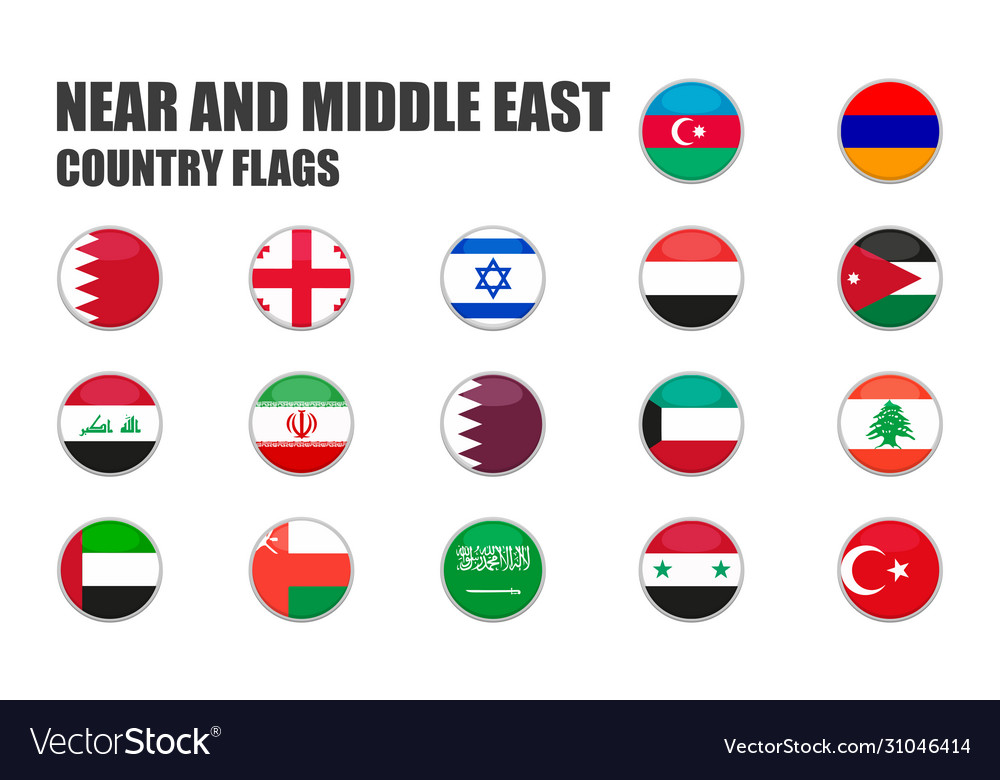 Web buttons with near and middle country flags Vector Image