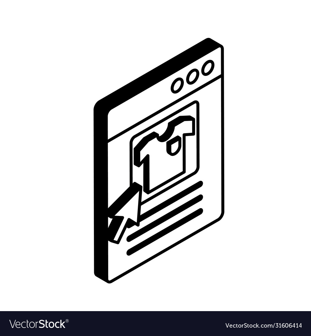 Website with tshirt and cursor arrow isometric