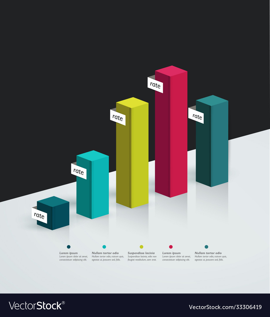 3d chart graph simply color editable infographics Vector Image