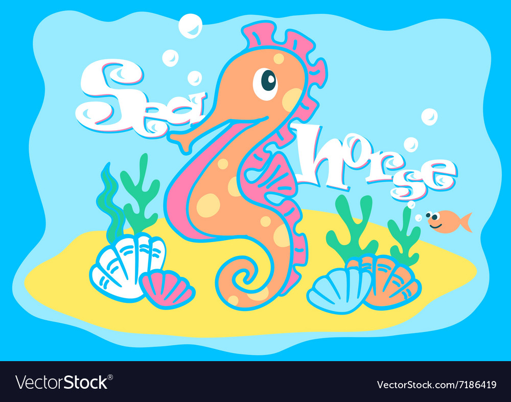 Baby seahorse swimming under the sea Royalty Free Vector Baby seahorse swimming under the sea Royalty Free Vector