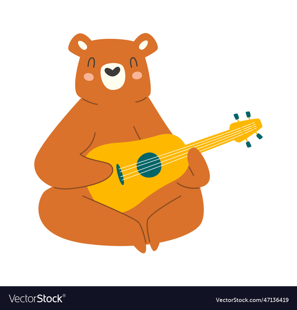 Bear playing guitar Royalty Free Vector Image - VectorStock