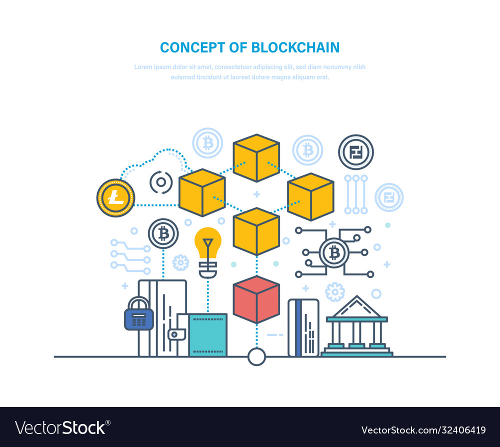Blockchain database with transactions history vector image Blockchain database with transactions history
