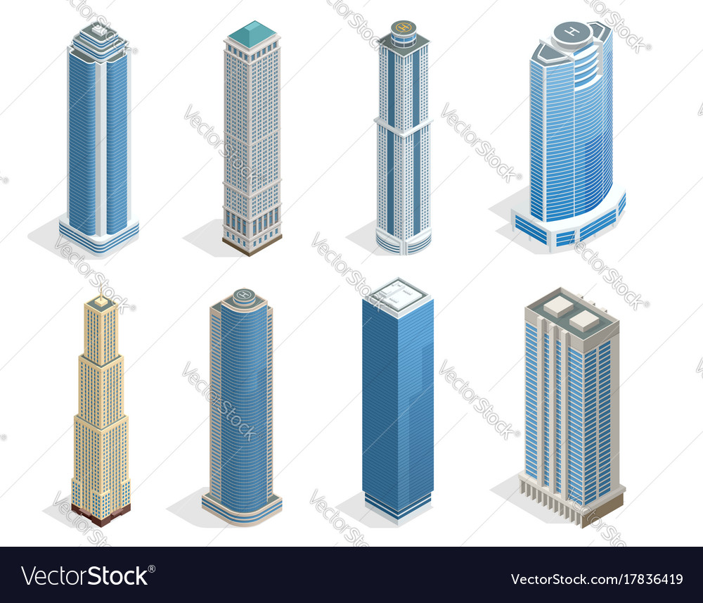 Buildings and modern city houses on 50-70 floors Vector Image