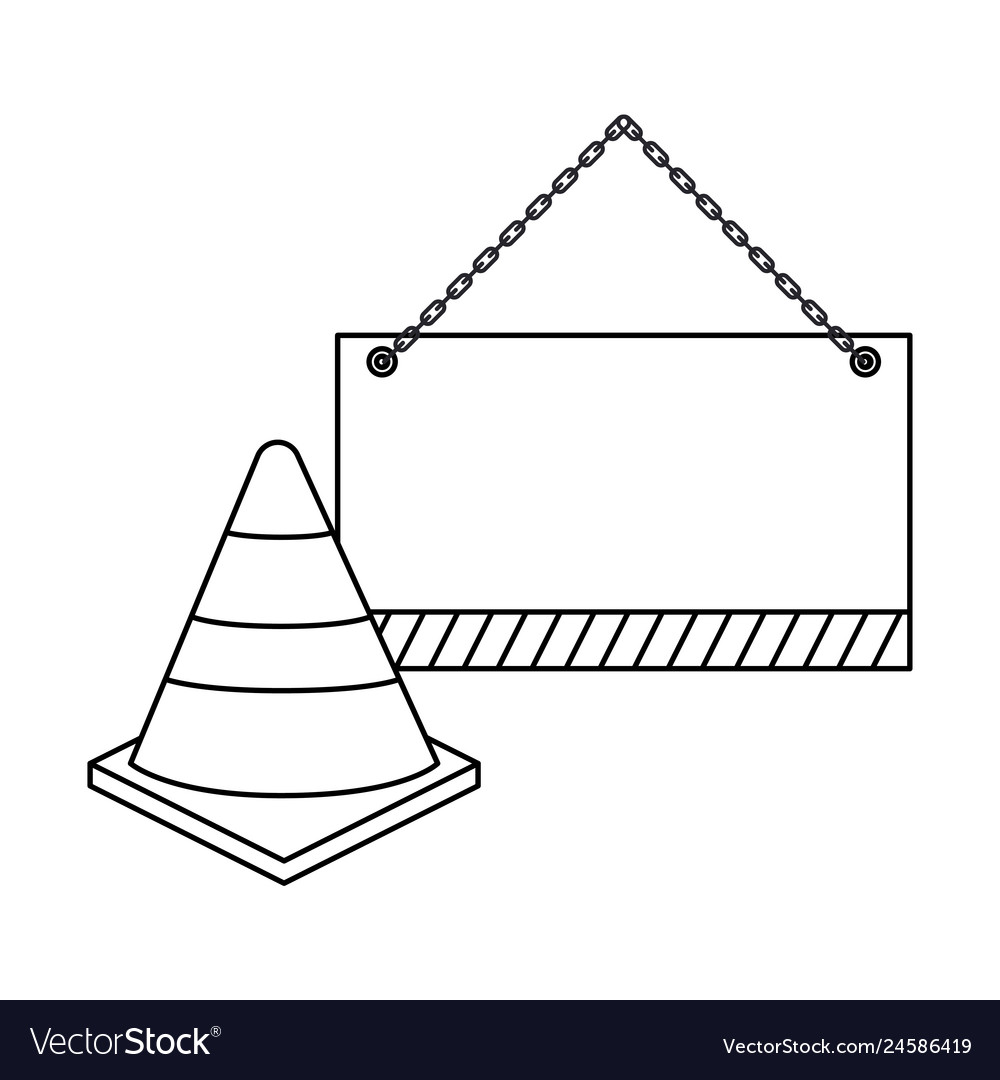 Cone with signaling hanging isolated icon