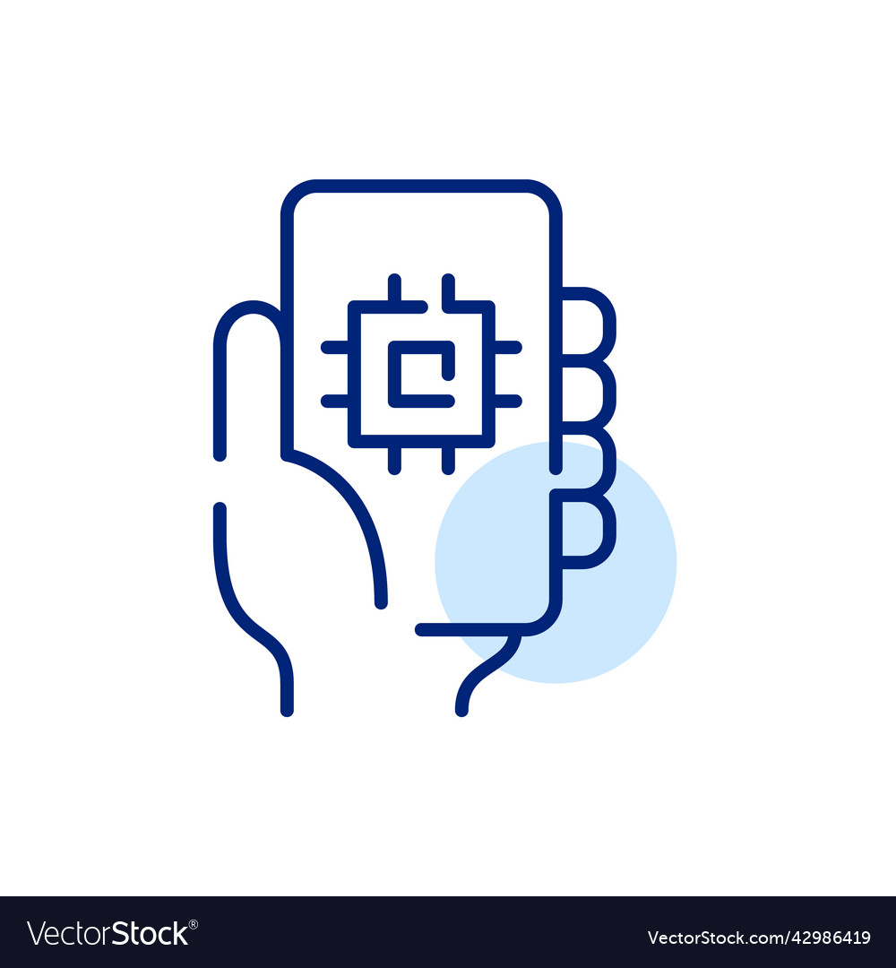 Cpu chip on a smartphone iot app pixel perfect vector image Cpu chip on a smartphone iot app pixel perfect