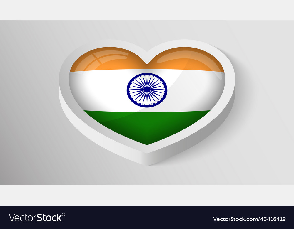 Eps10 patriotic heart with flag of india Vector Image