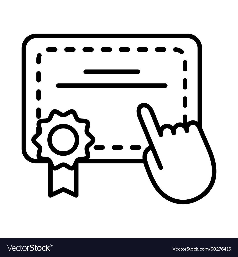Graduation certificate with hand cursor line style