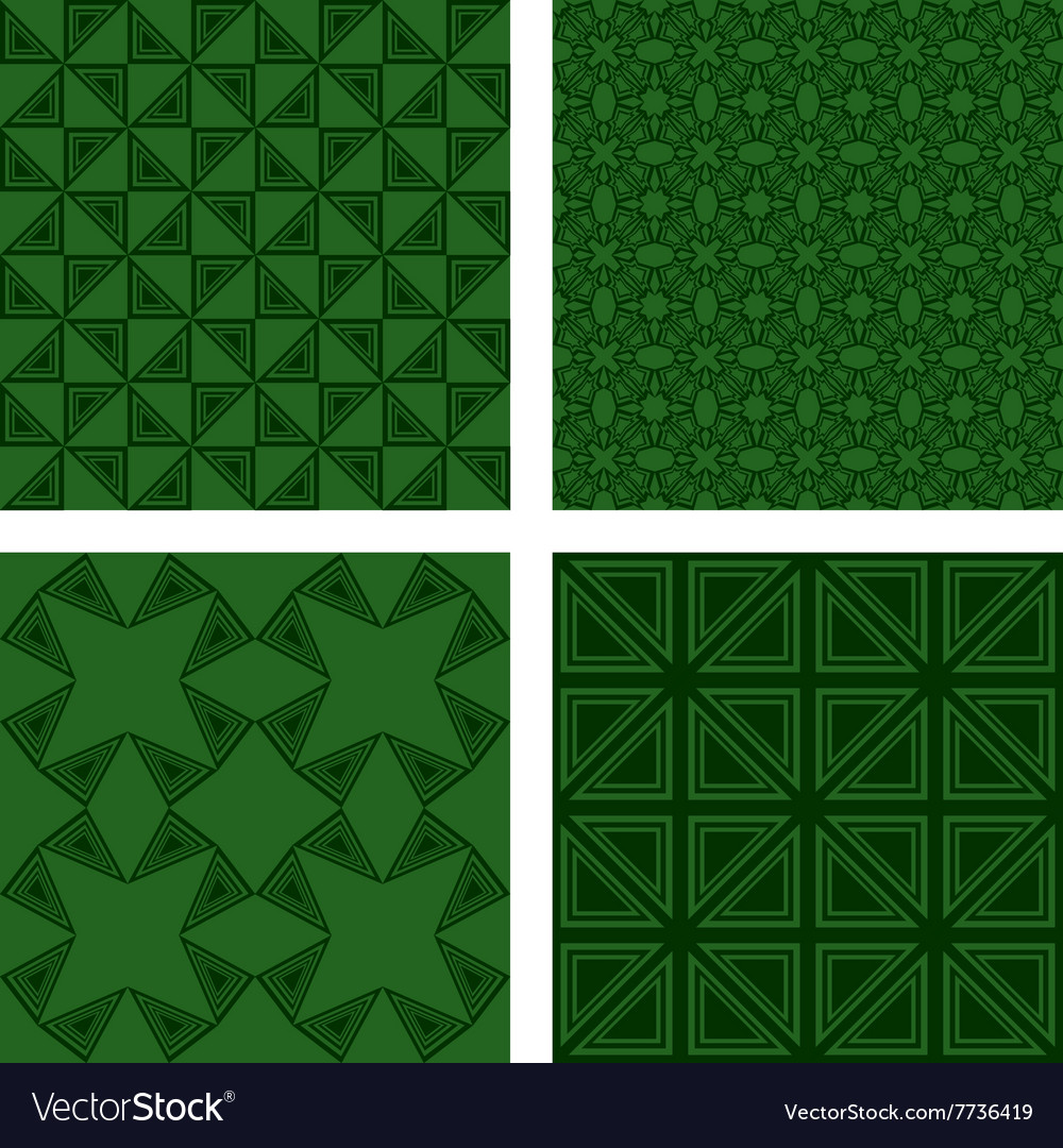 Green seamless triangle pattern background set