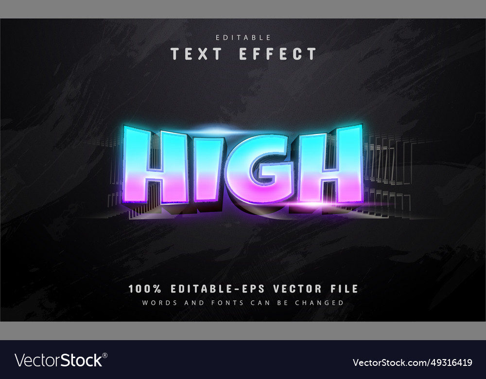 High text 3d gradient style effect vector image High text 3d gradient style effect