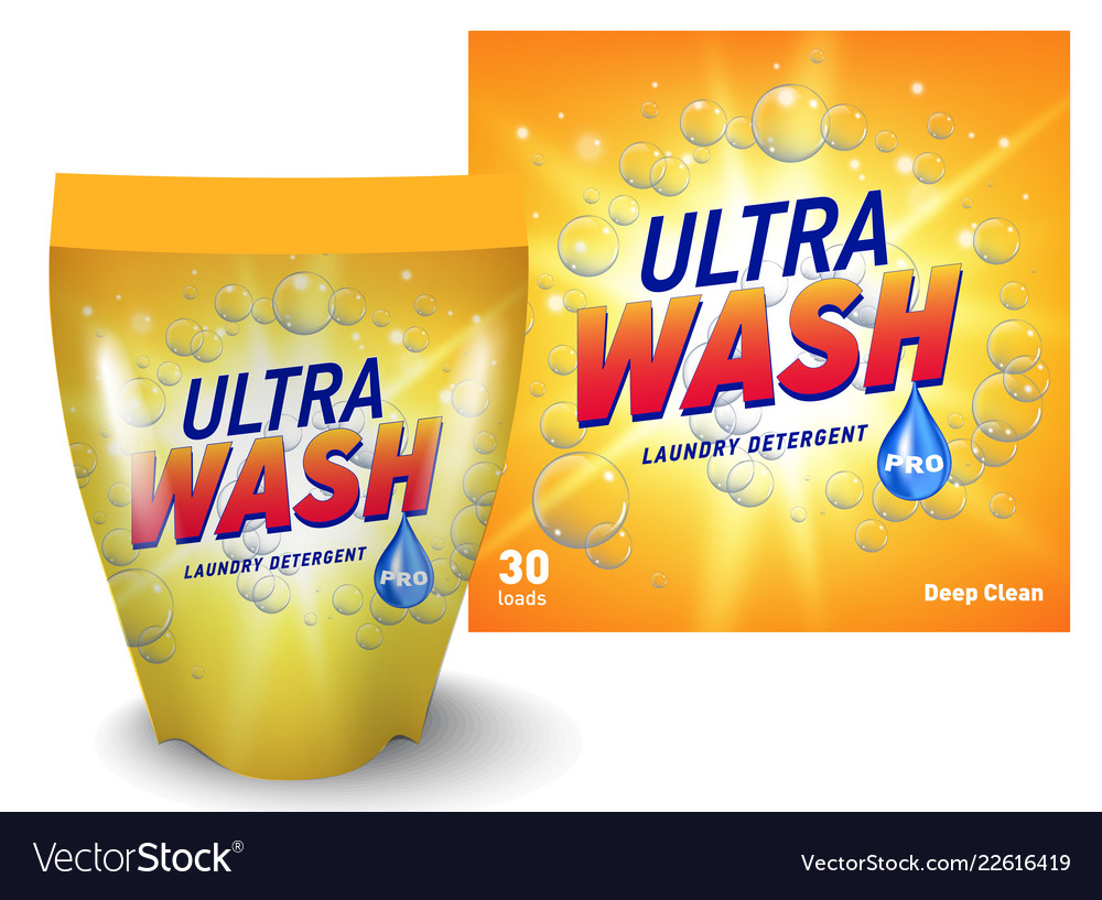 Laundry detergent package design yellow container