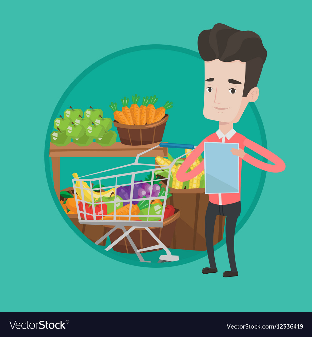 Man with shopping list