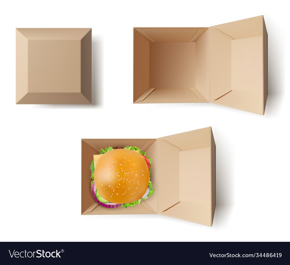 Realistic detailed 3d different empty package box vector image Realistic detailed 3d different empty package box