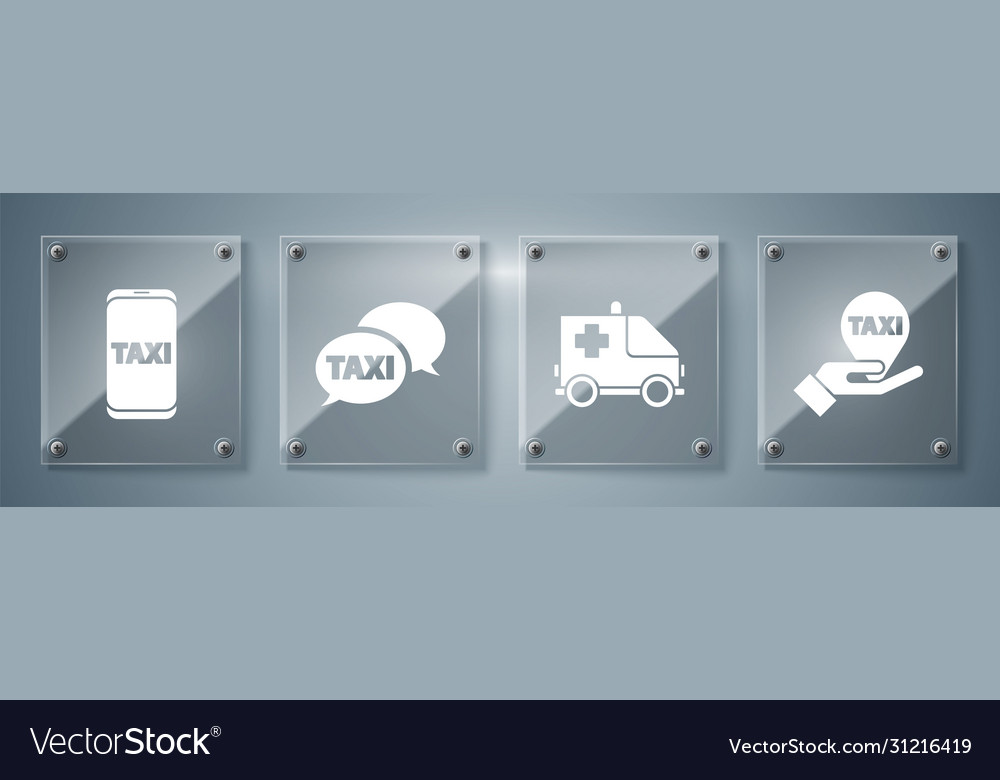 Set hand on map pointer with taxi ambulance Vector Image Set hand on map pointer with taxi ambulance