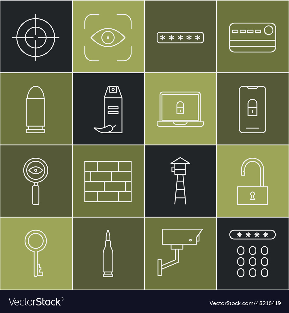 Set line password protection open padlock mobile vector image Set line password protection open padlock mobile
