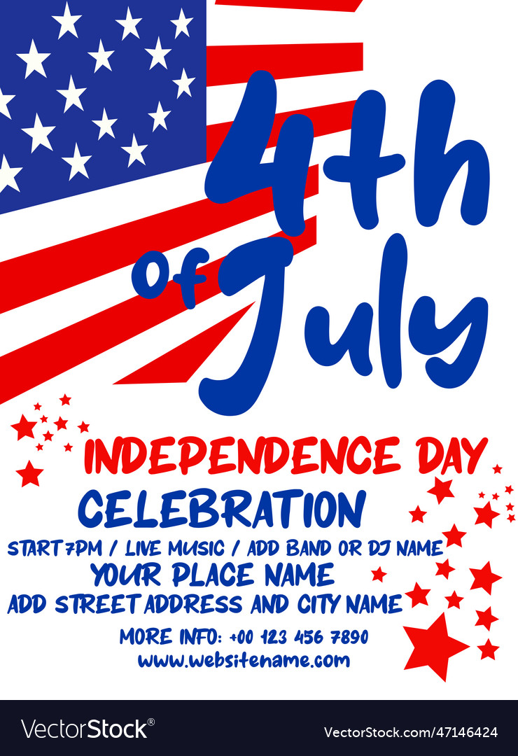 4th july party flyer poster design Royalty Free Vector Image