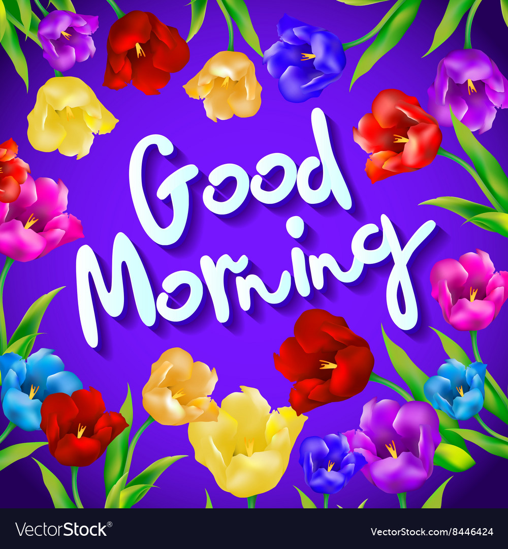 A Good Morning Message Flower Greeting Good Vector Image