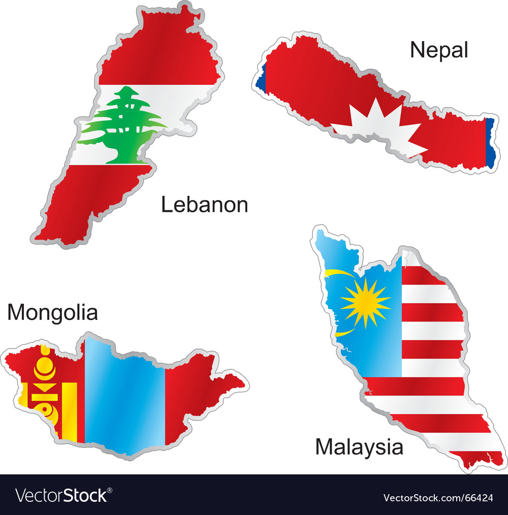 Asian Flags in Map Shape