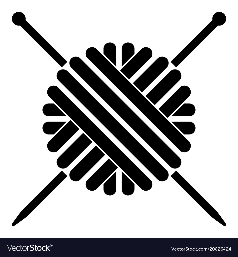 Ball Wool Yarn And Knitting Needles Icon Black Vector Image