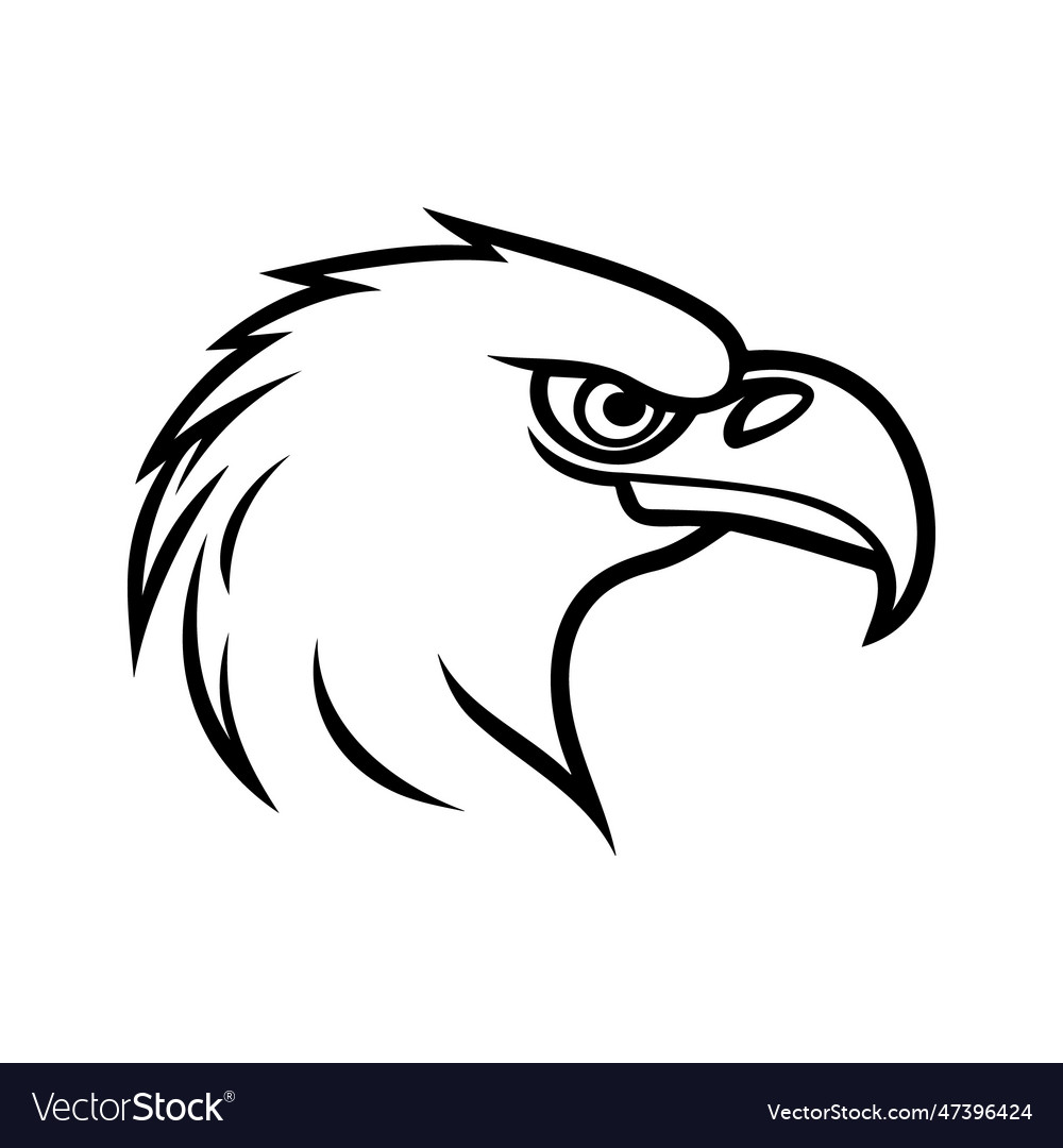 Eagle head black and white icon vector image Eagle head black and white icon