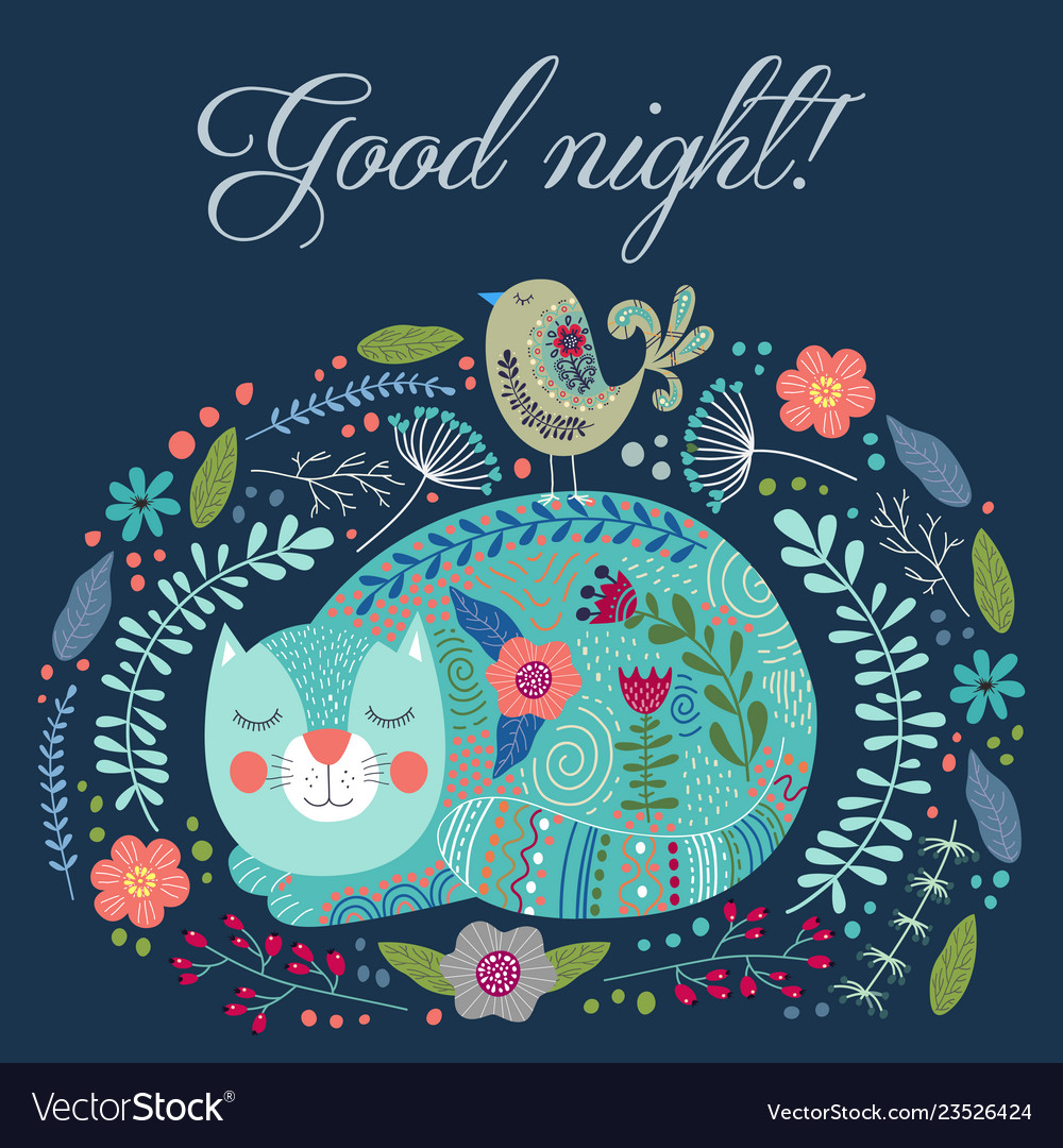 Good night art colorful Royalty Free Vector Image