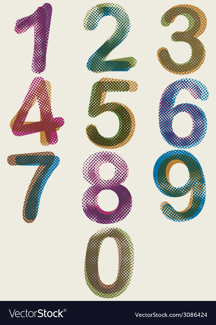 Halftone dots rounded numbers