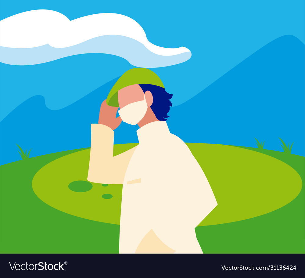 Man avatar with mask outside design