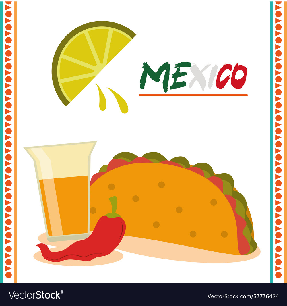 Mexican independence day traditional food taco Vector Image