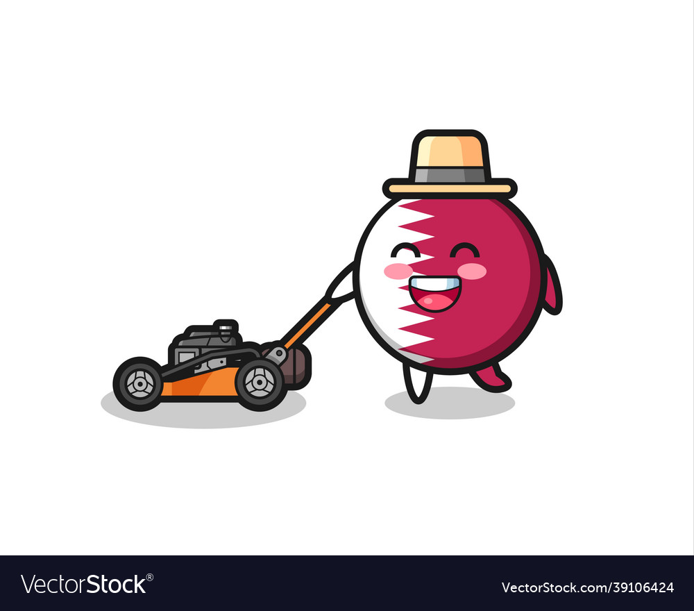 Qatar flag badge character using lawn mower