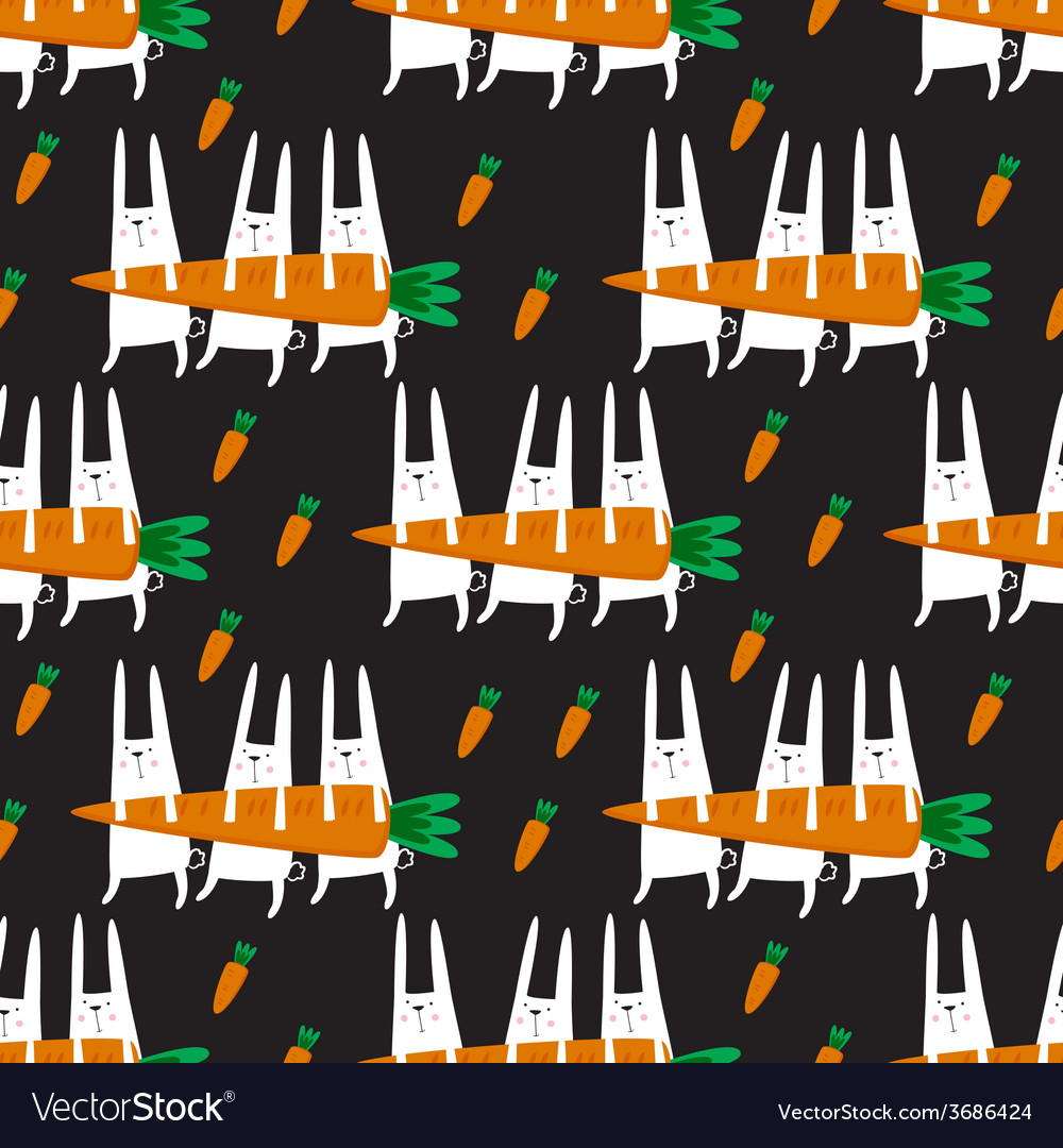 Seamless pattern with rabbits and carrots