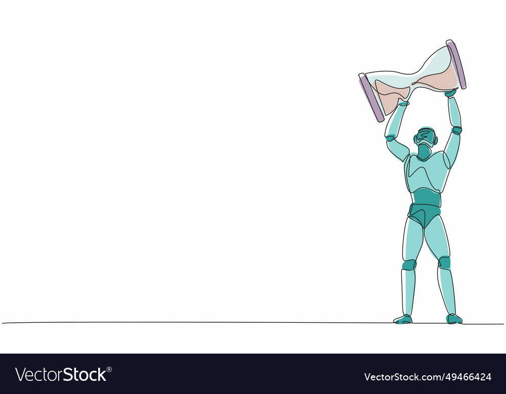 Single continuous line drawing robots lifting up vector image Single continuous line drawing robots lifting up