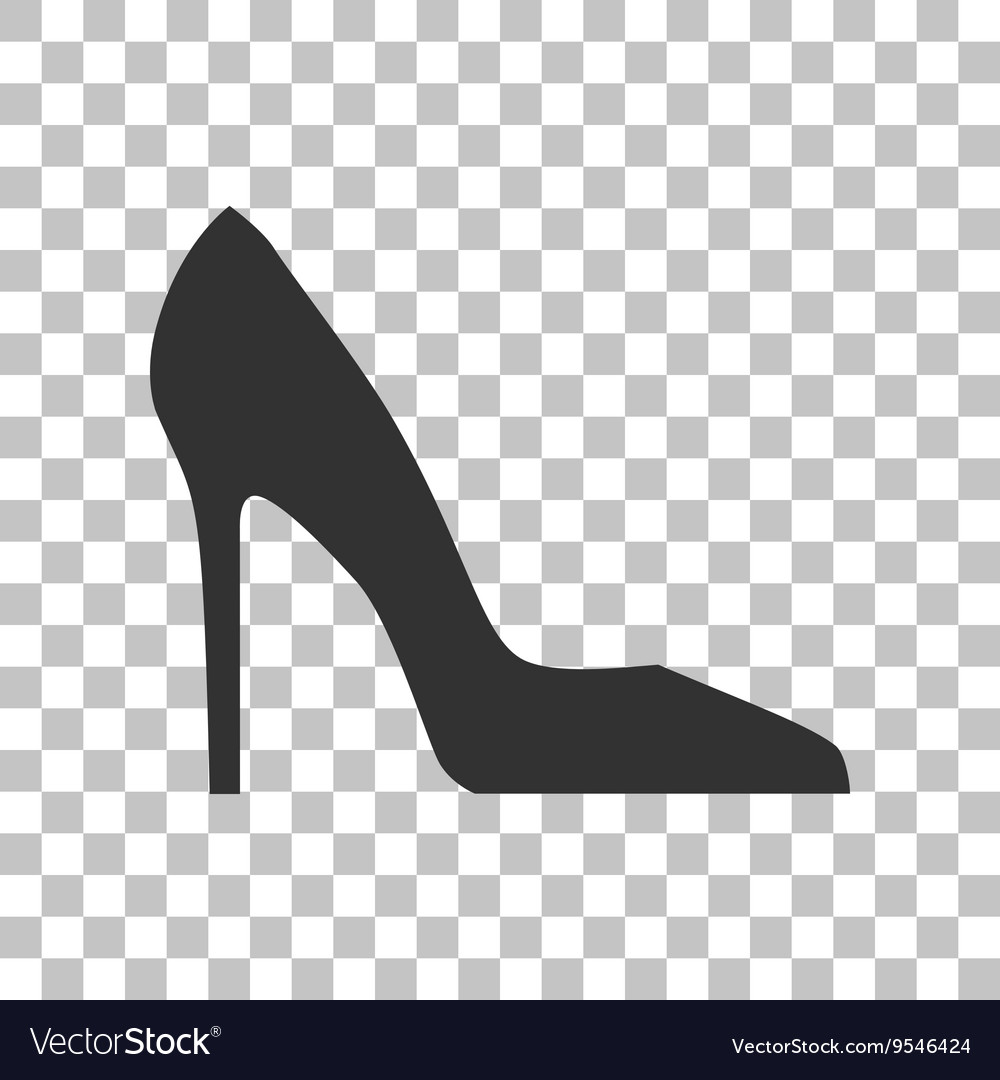 Woman shoe sign dark gray icon on transparent